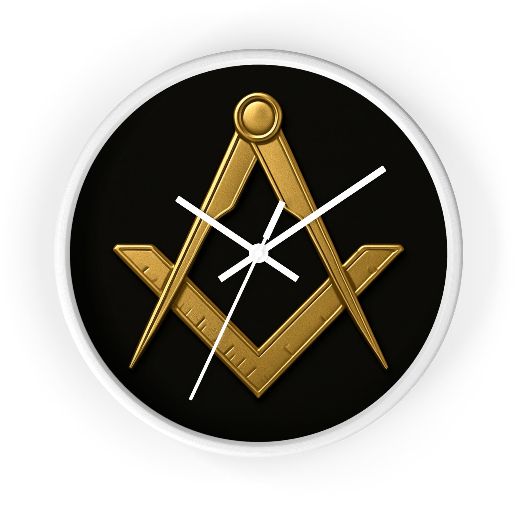 Master Mason Blue Lodge Clock - Classic Square & Compass on Wood Frame - Bricks Masons