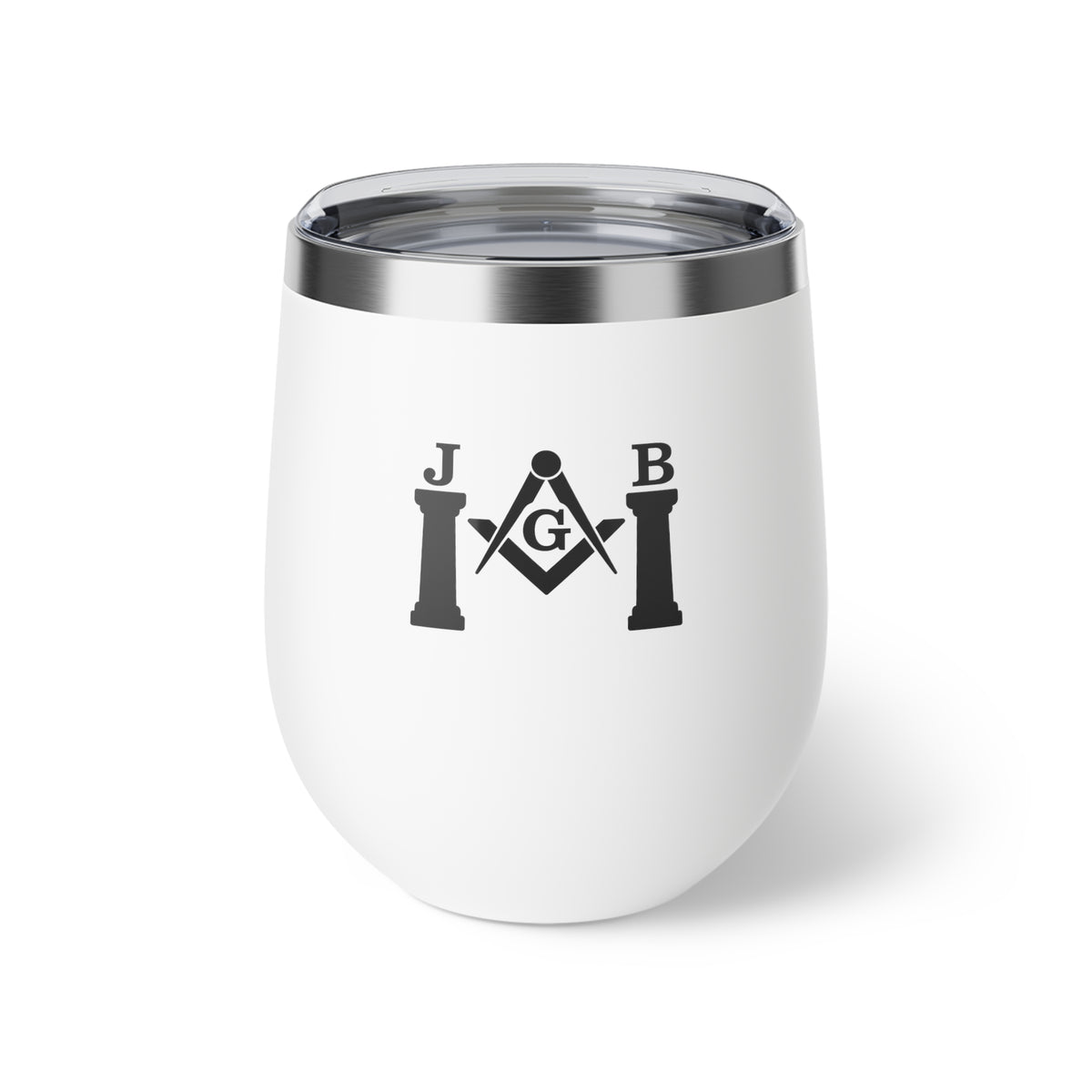 Master Mason Blue Lodge Vacuum Cup - Square & Compass G with J&B Pillars