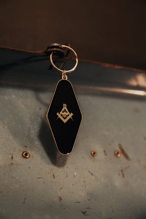 Master Mason Blue Lodge Keychain - Gold Square & Compass & Bee - Bricks Masons
