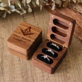 Master Mason Blue Lodge  Ring Box - Personalized Wooden - Bricks Masons