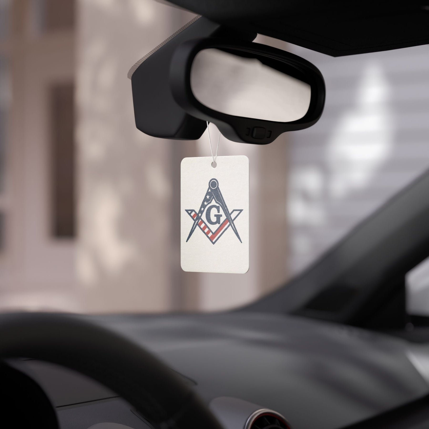 Master Mason Blue Lodge Car Air Freshener - Square & Compass G US Flag - Bricks Masons