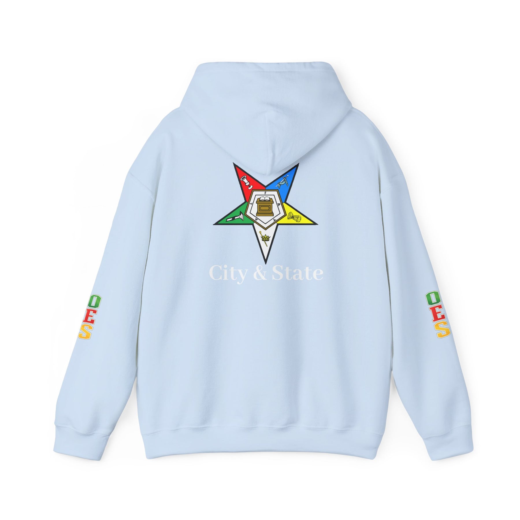 OES Hoodie - Colorful Eastern Star & Initials with Personalization - Bricks Masons