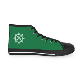 Knight Masons Sneaker - High Top Black & White Green Canvas - Bricks Masons
