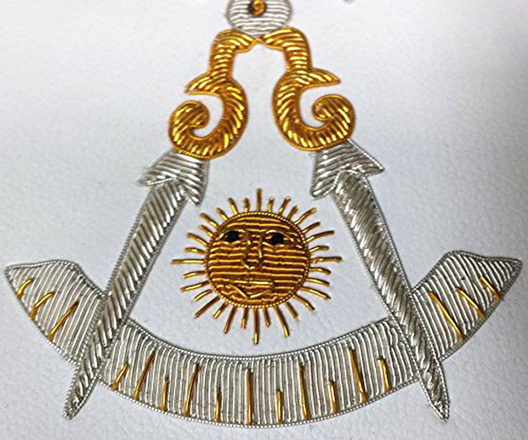 Past Master Blue Lodge Apron - Gold & Silver Bullion Hand Embroidery