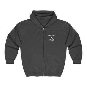 Master Mason Blue Lodge Hoodie - Zip Up Jacket Square & Compass with Personalization - Bricks Masons