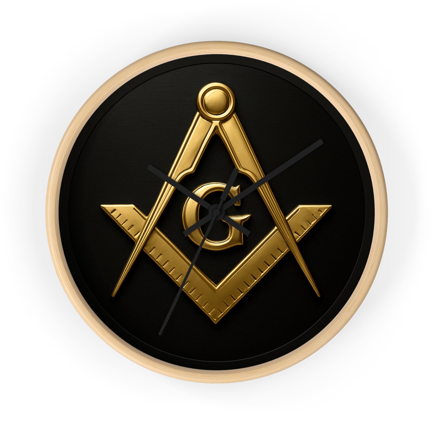 Master Mason Blue Lodge Clock - S&C with G Design on Wood Frame - Bricks Masons