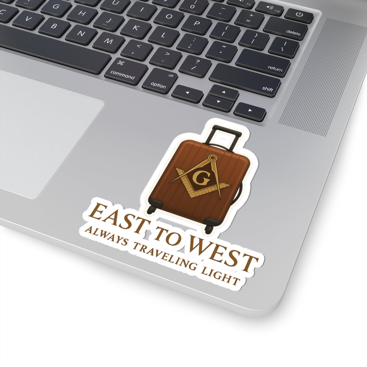 Master Mason Blue Lodge Sticker Decal – East to West Always Traveling Light - Bricks Masons