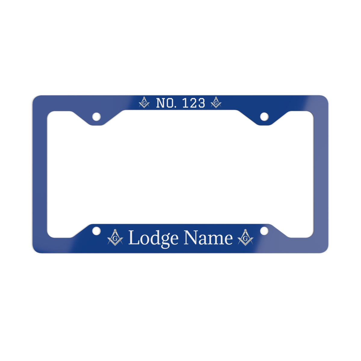 Master Mason Blue Lodge License Plate Frame - Square & Compass G with Customization - Bricks Masons