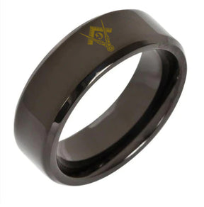 Master Mason Blue Lodge Ring - Tungsten carbide Personalizable - Bricks Masons