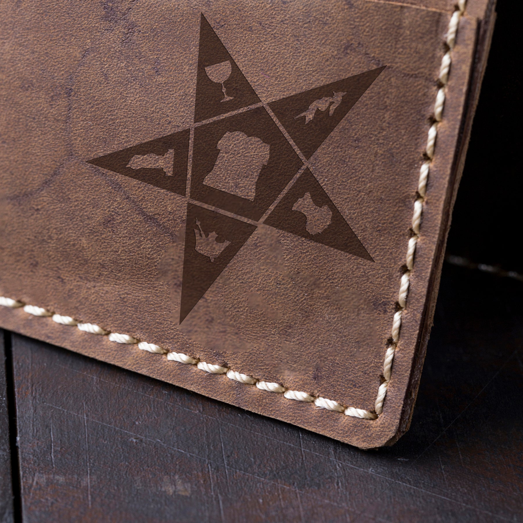 OES Wallet - Brown Leather - Bricks Masons