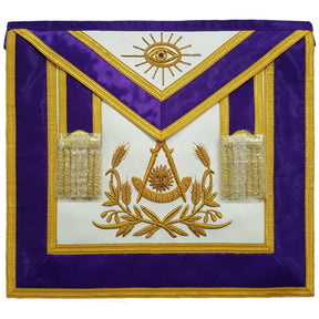 Past Master Blue Lodge Apron - Purple with Gold Hand Embroidery