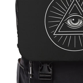 Eye of Providence Backpack - White & Black With Multiple Compartments - Bricks Masons
