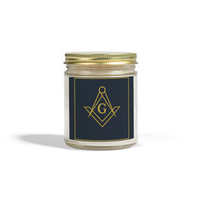Master Mason Blue Lodge Candle - Scented Coconut Apricot Wax, 4oz & 9oz - Bricks Masons