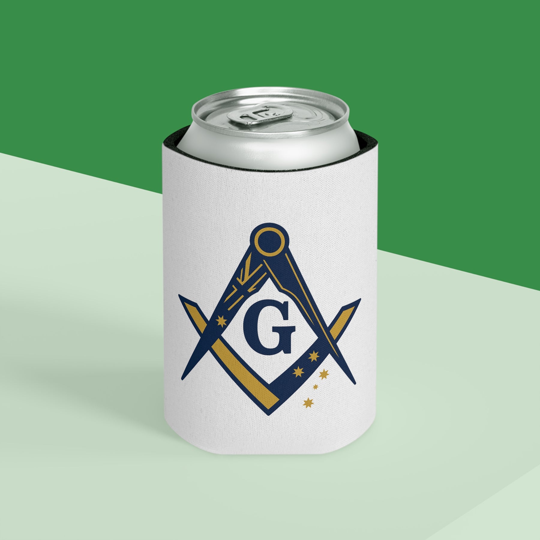 Master Mason Blue Lodge Australia Jurisdiction Can Cooler - S&C G Australia Flag - Bricks Masons