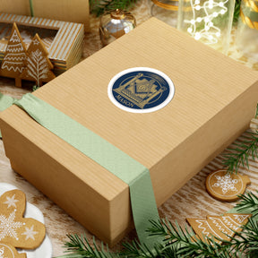 Master Mason Blue Lodge Sticker Decal - Kiss-Cut Blue & Gold With Pillars - Bricks Masons