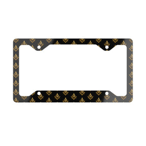 Master Mason Blue Lodge License Plate Frame - Tiled Square & Compass with Eye Print - Bricks Masons