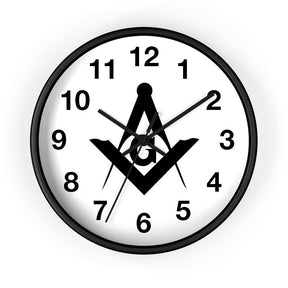 Master Mason Blue Lodge Clock - Wooden Frame Square & Compass G