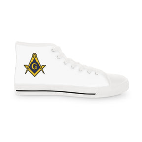 Master Mason Blue Lodge Sneaker - High Top Black & White Sole with Golden S&C G - Bricks Masons