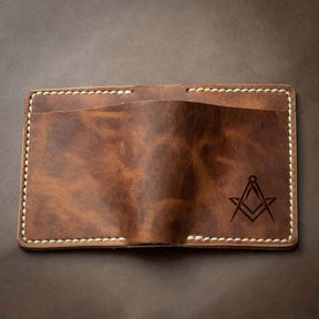 Master Mason Blue Lodge Wallet - Handmade Leather