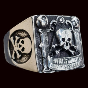 Masonic Ring Virtus Junxit Silver Freemasonry Art 70 - Bricks Masons