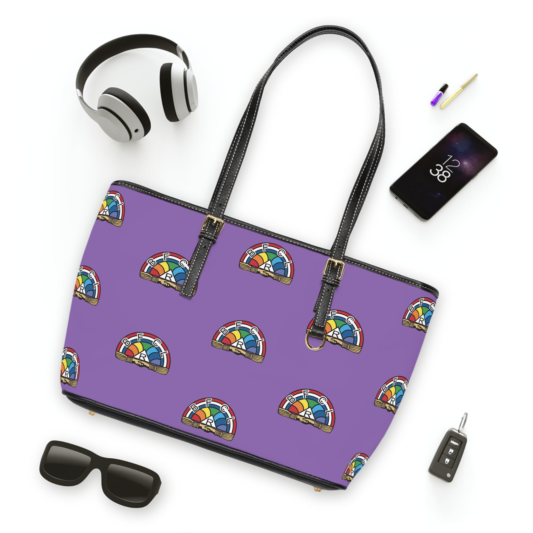International Order of The Rainbow For Girls Handbag - Purple PU Leather - Bricks Masons