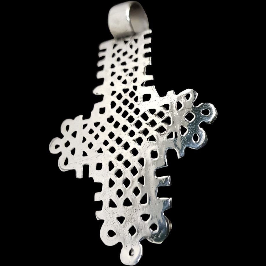 Rastafari Coptic Cross Pendant In Silver 5.5 X 4 Cm 9.5 Gr Art 717 - Bricks Masons