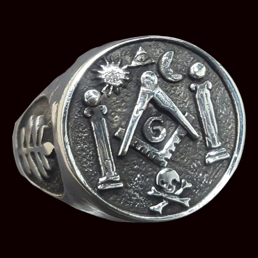 Masonic Ring Columns in Silver Freemasonry 1.6 cm 8 gr Art 75 - Bricks Masons