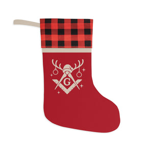 Master Mason Blue Lodge Christmas Stocking - Festive Square & Compass G Design - Bricks Masons