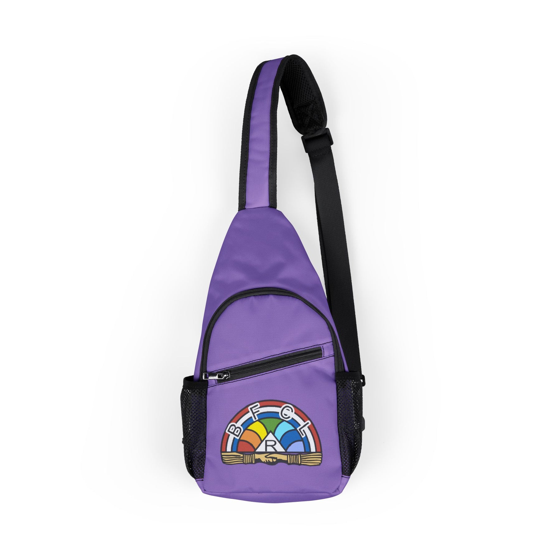 International Order of The Rainbow For Girls Crossbody Bag - Purple with Colorful Emblem - Bricks Masons