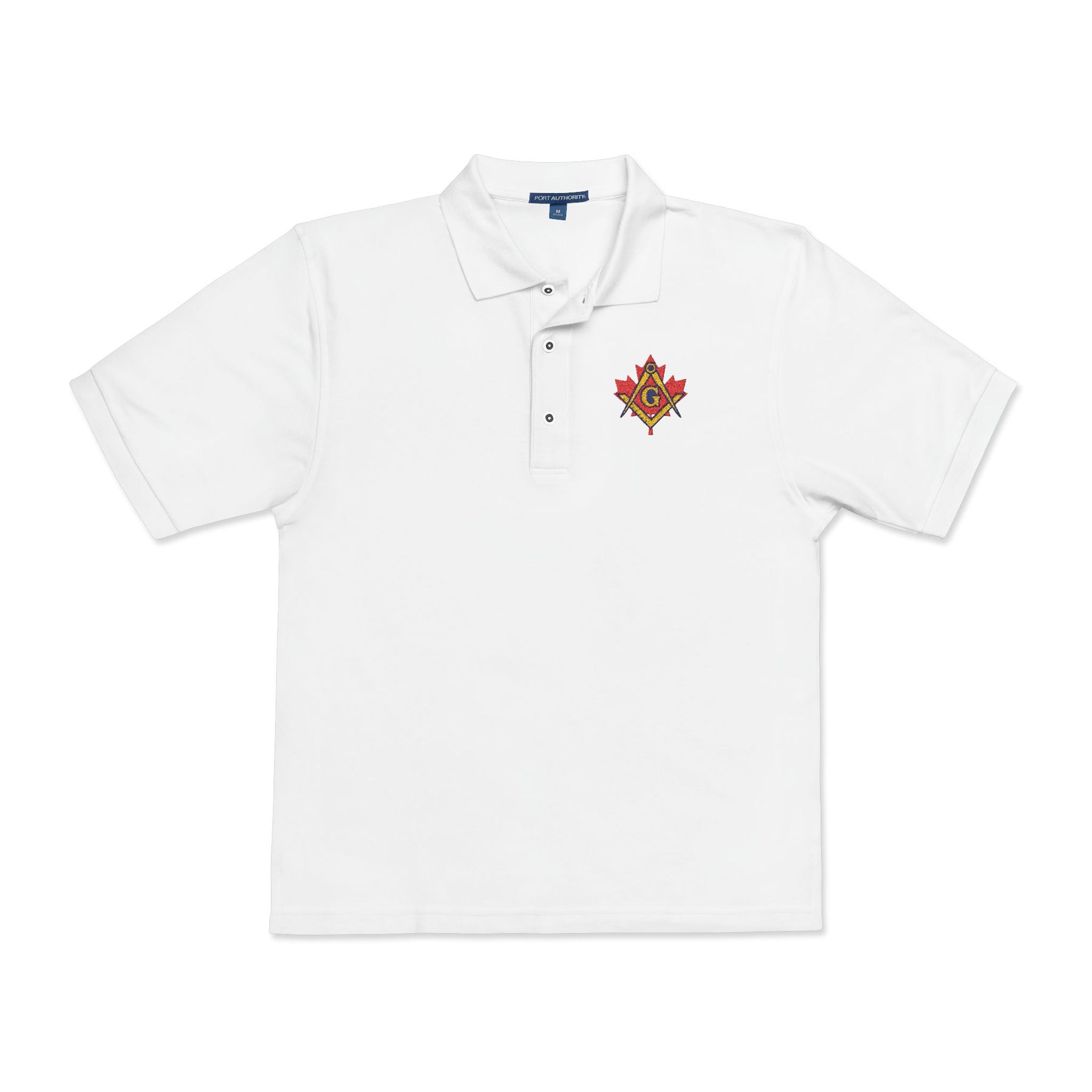 Master Mason Blue Lodge Canada Jurisdiction Polo Shirt - Embroidered Square & Compass G Maple Leaf - Bricks Masons
