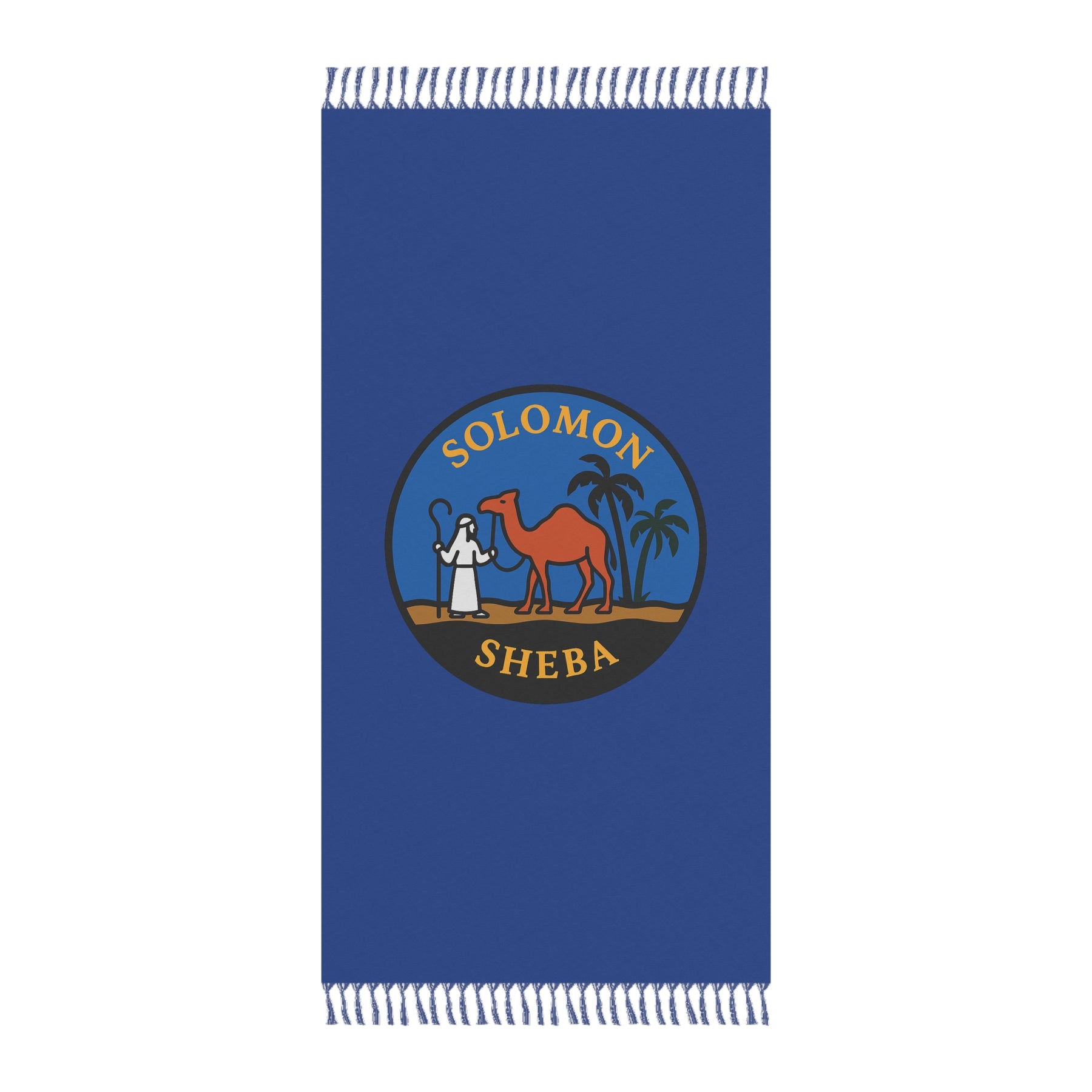 Queen of the South Towel - Blue Polyester Beach Cloth With Knotted Tassels - Bricks Masons