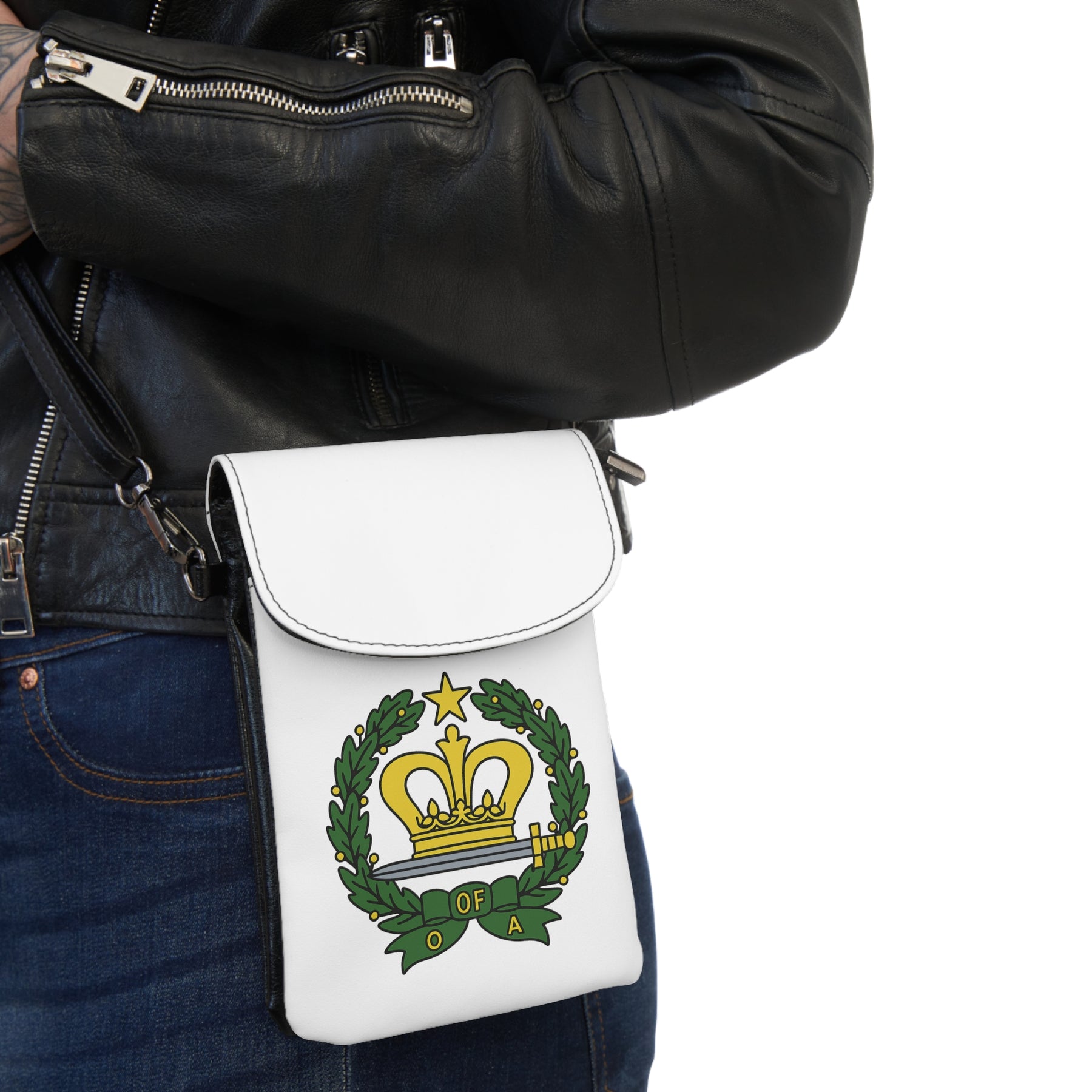 Order of the Amaranth Cell Phone Wallet - Green Wreath Microfiber Leather - Bricks Masons