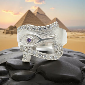 Horus Eye Ring, Silver and Stones, 8g, 1.5 x 2cm, Art. 874 - Bricks Masons