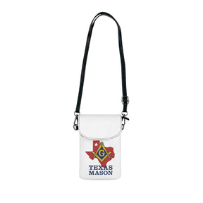 Master Mason Blue Lodge Cell Phone Wallet - Texas Masons White Microfiber Leather - Bricks Masons