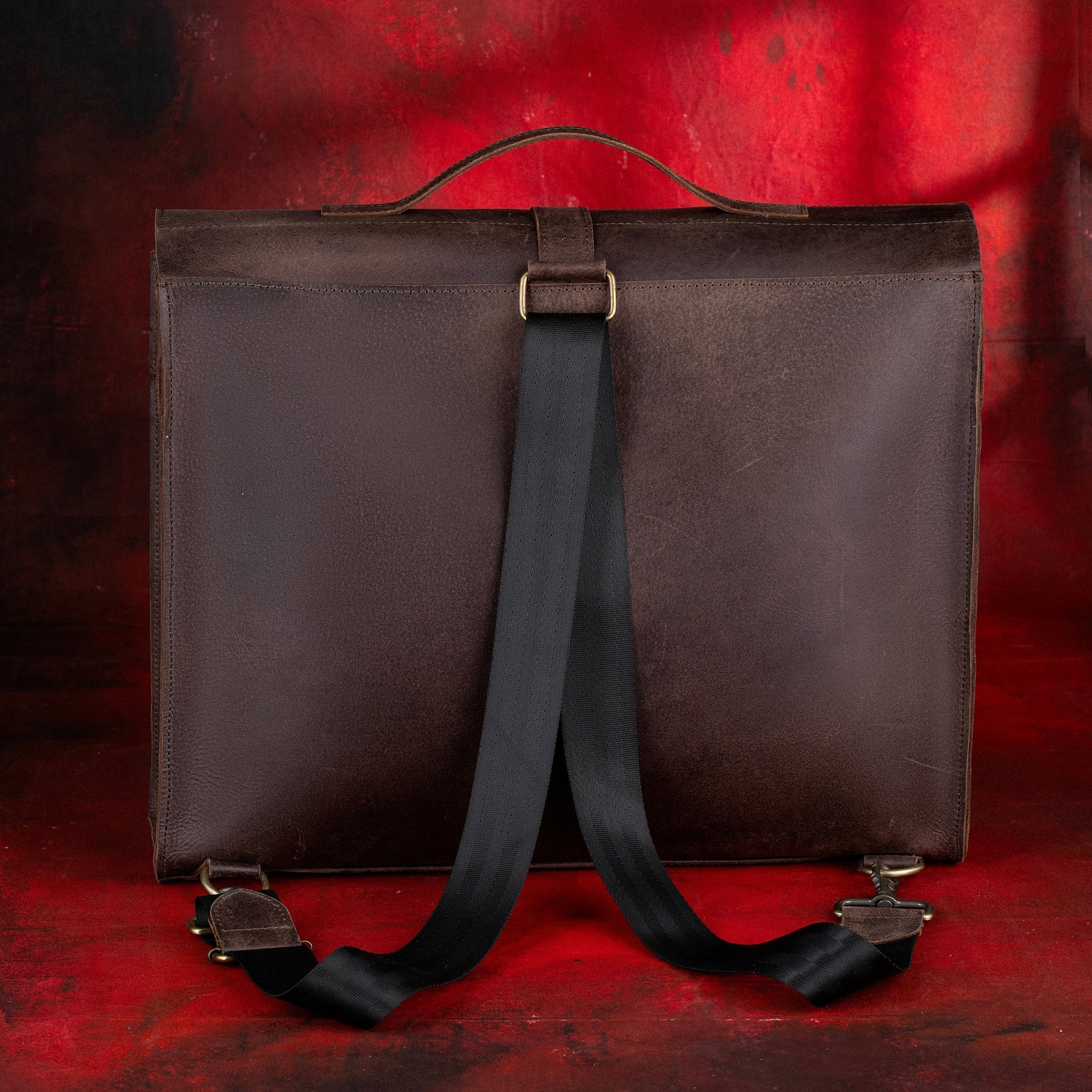 OES Briefcase - Genuine Cow Leather Convertible Bag - Bricks Masons