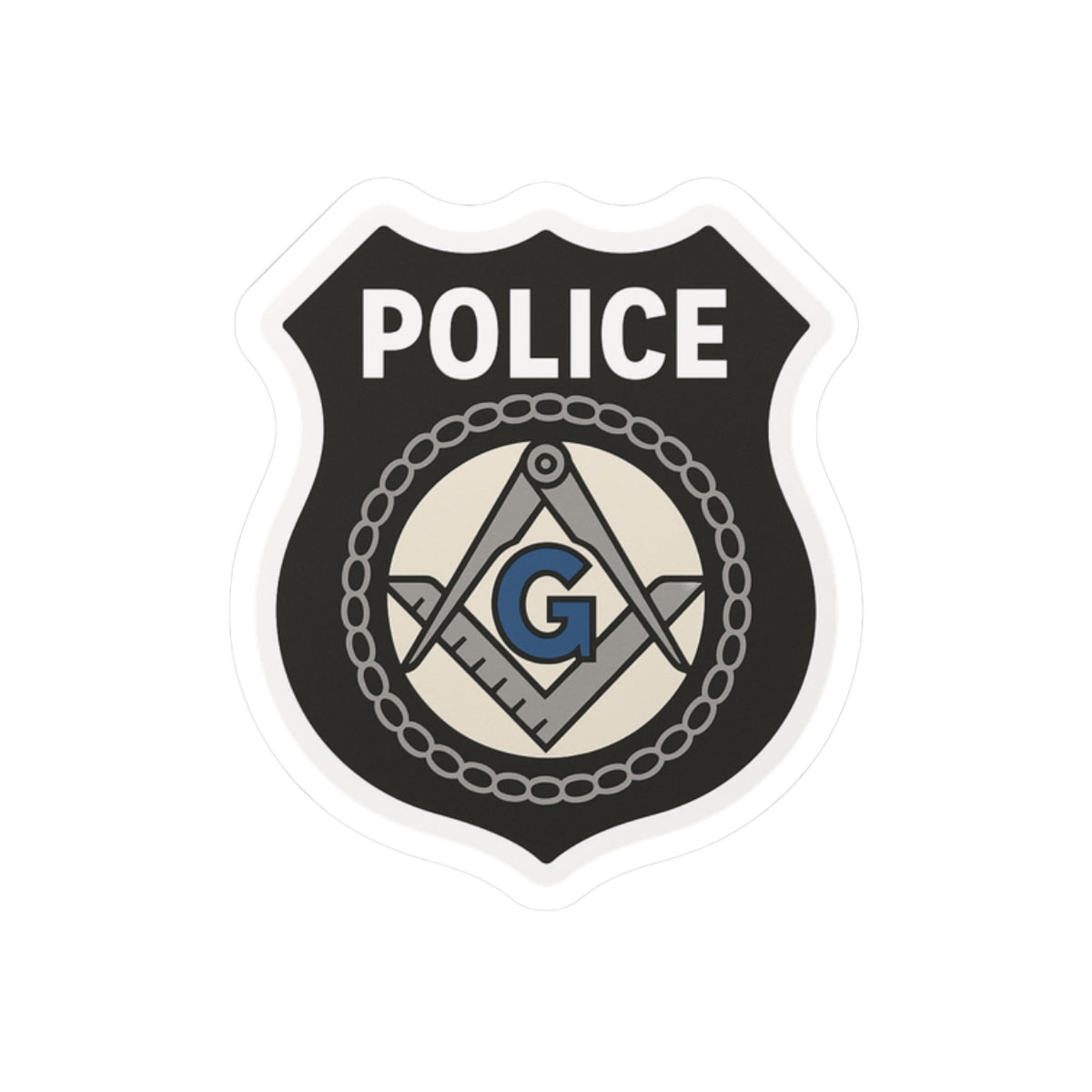 Master Mason Blue Lodge Sticker Decal - Kiss-Cut Police Badge - Bricks Masons