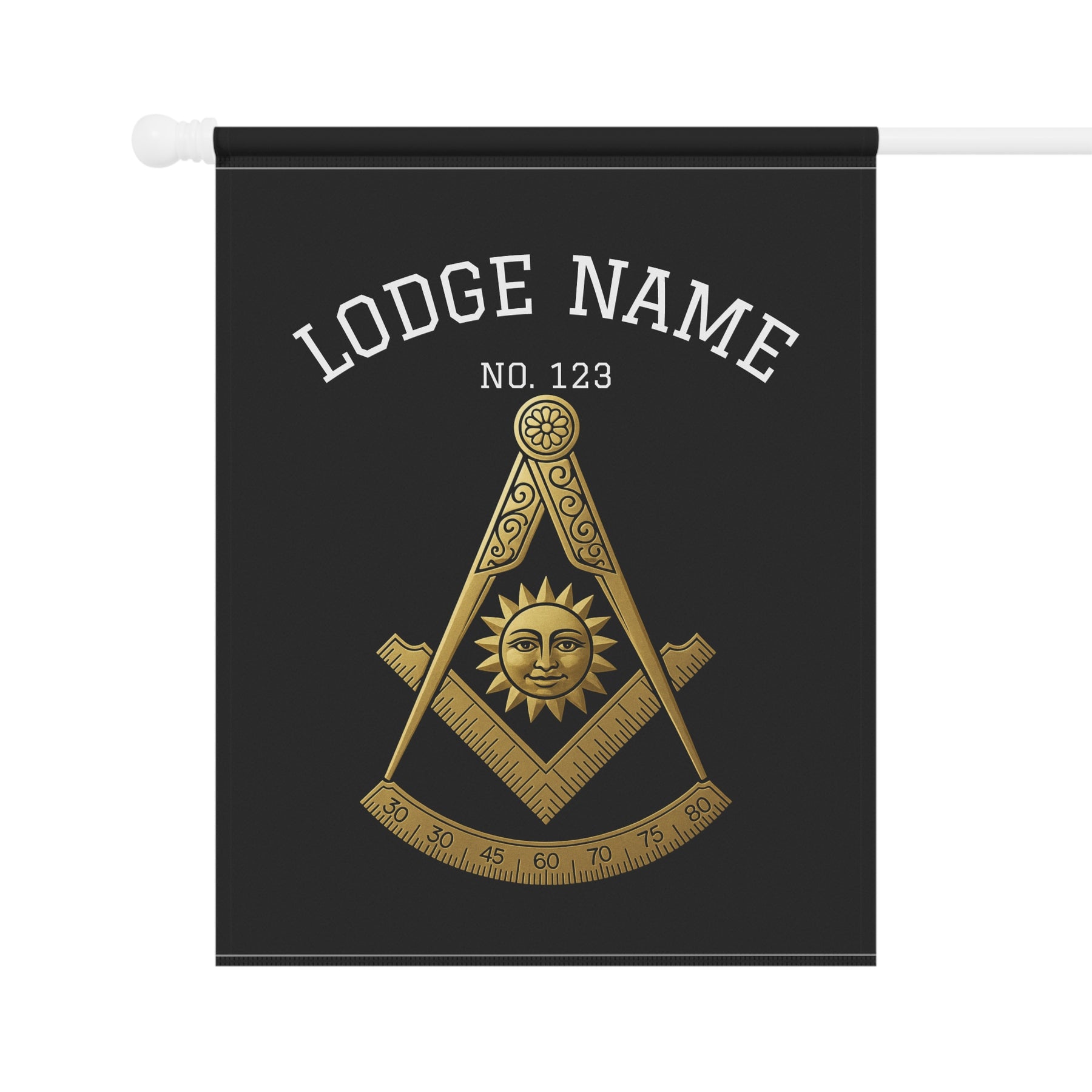 Past Master Blue Lodge Yard Flag - Square & Compass With Personalization - Bricks Masons