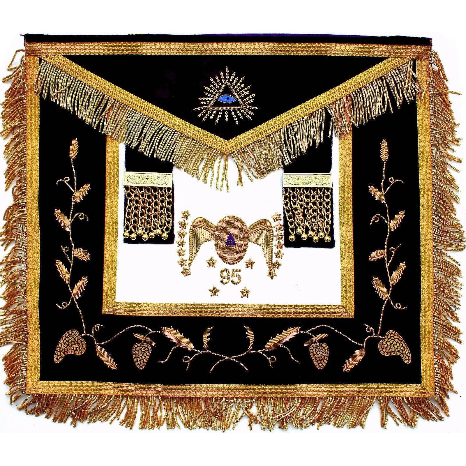 95th Degree Apron - Purple Velvet with Gold Braid & Bullion Wire Fringe - Bricks Masons