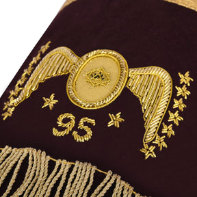 95th Degree Memphis Misraim Cuff - Maroon Velvet Golden Braid Hand Embroidered - Bricks Masons