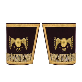 95th Degree Memphis Misraim Cuff - Maroon Velvet Golden Braid Hand Embroidered - Bricks Masons