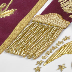 95th Degree Memphis Misraim Regalia Set - Burgundy & Gold Hand Embroidery - Bricks Masons