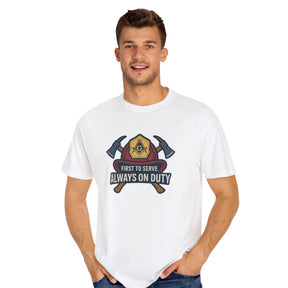 Master Mason Blue Lodge T-Shirt - Garment-Dyed Firefighter Tee - Bricks Masons