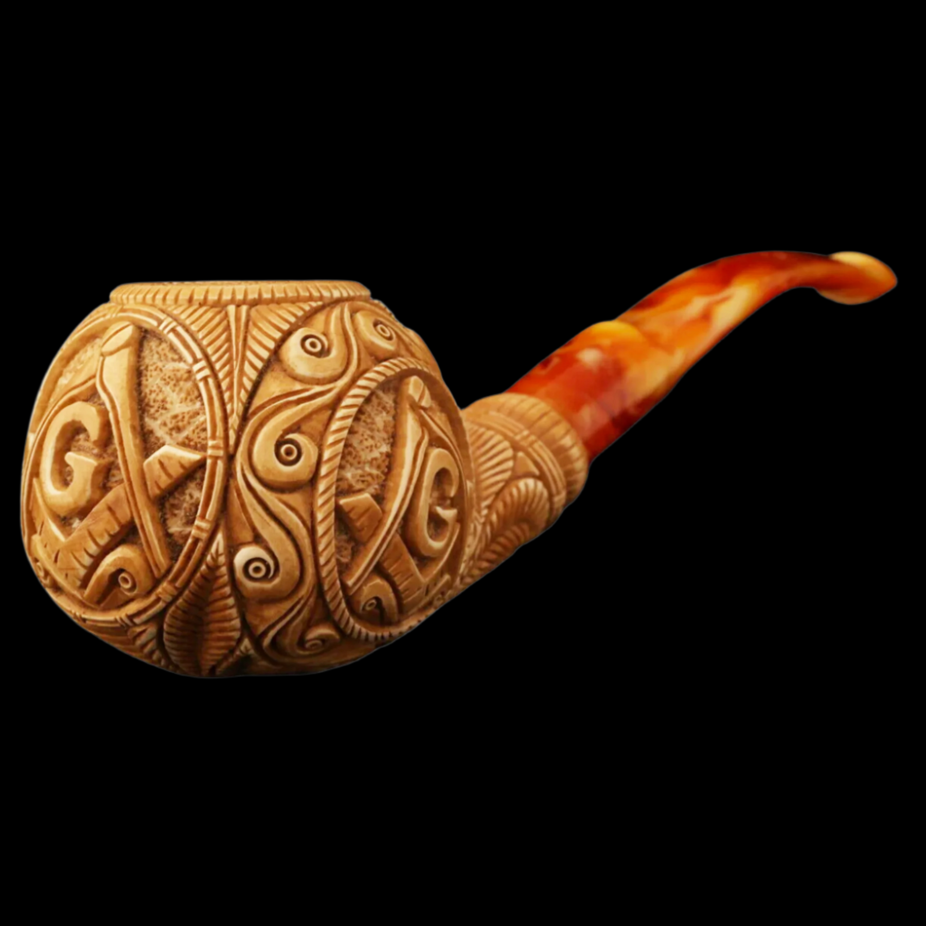 Master Mason Blue Lodge Meerschaum Pipe - Handcrafted With Square & Compass G - Bricks Masons