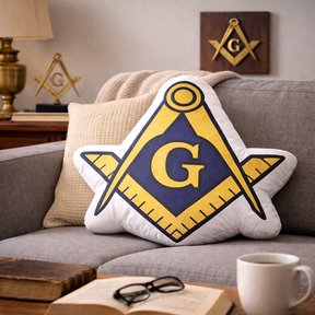 Master Mason Blue Lodge Pillow - Gold & Blue SCG - Bricks Masons