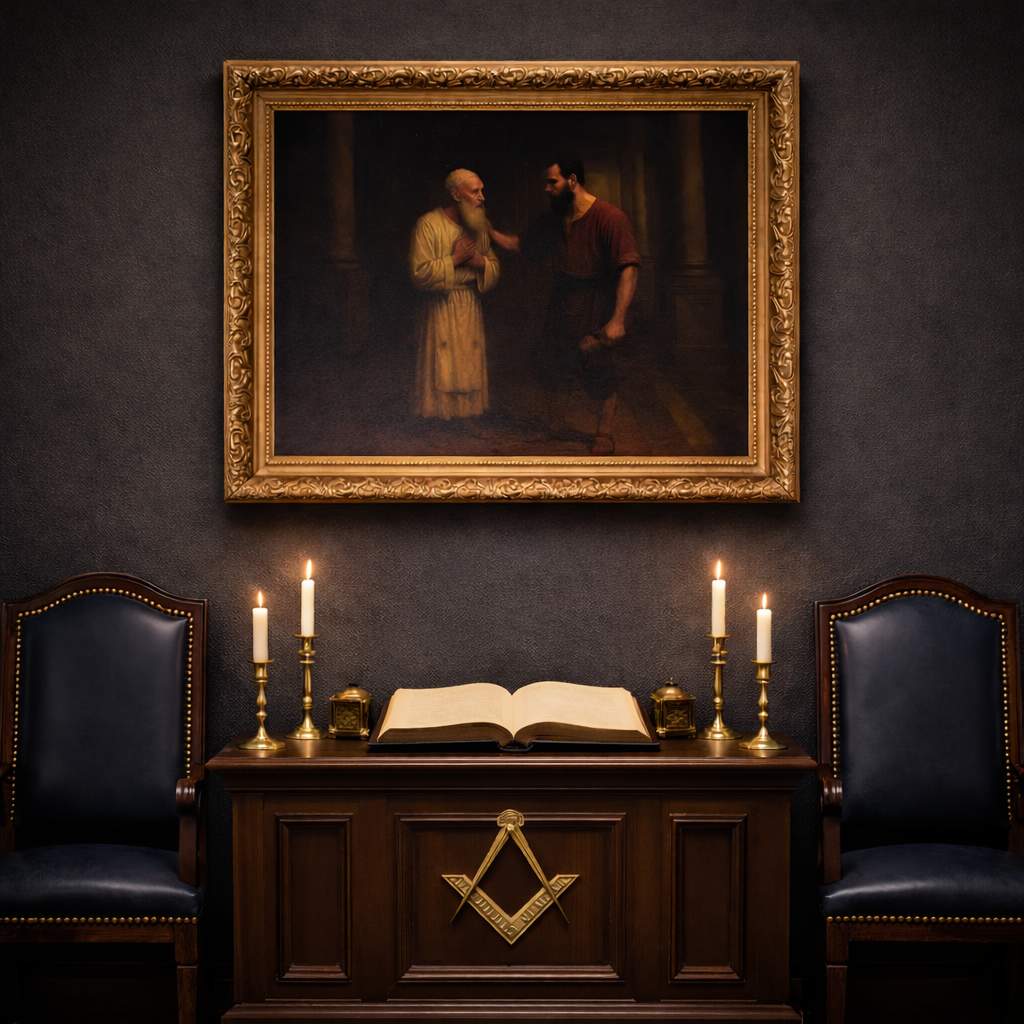 Framed Masonic Art - The Maul of Fidelity - Bricks Masons