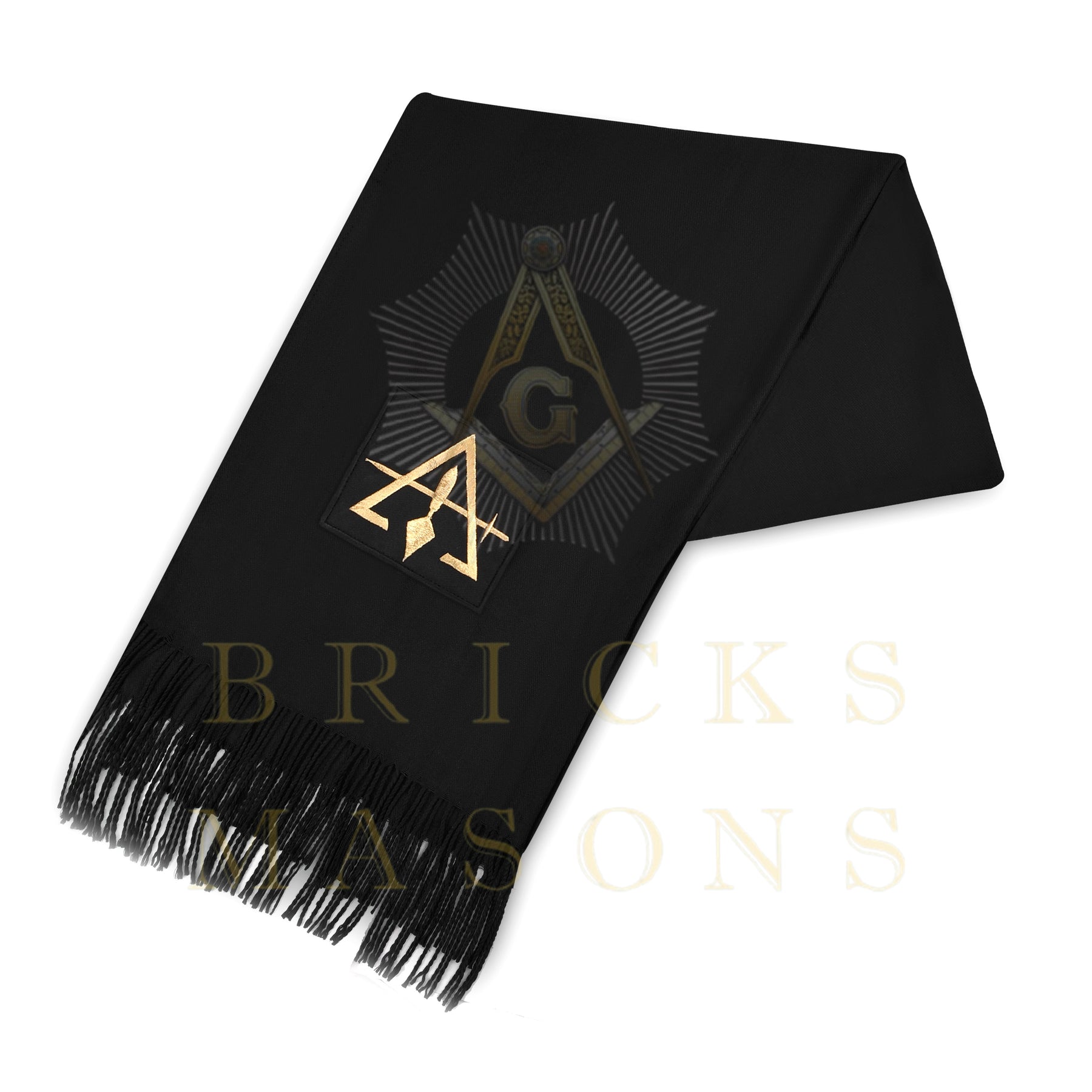 Council Scarf - Black Embroidery Cashmere - Bricks Masons