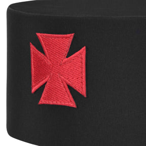 Knights Templar Commandery Crown Cap - Black With Hand Embroidered Templar Cross