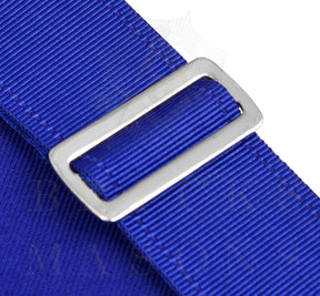 Past Master Blue Lodge Apron - Navy Velvet & Silver Bullion Hand Embroidery With Pillars - Bricks Masons