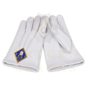Past Grand Exalted Ruler Elks of the World Gloves - White Leather - Bricks Masons