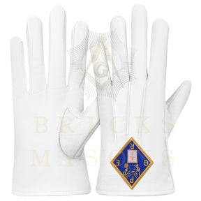 Past Grand Exalted Ruler Elks of the World Gloves - White Leather - Bricks Masons